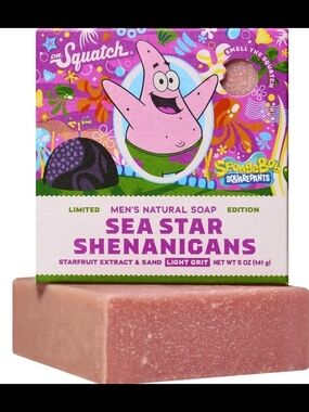 Dr. Squatch SpongeBob Dr. Squatch Sea Star Shenanigans Men's Natural Soap - Pink